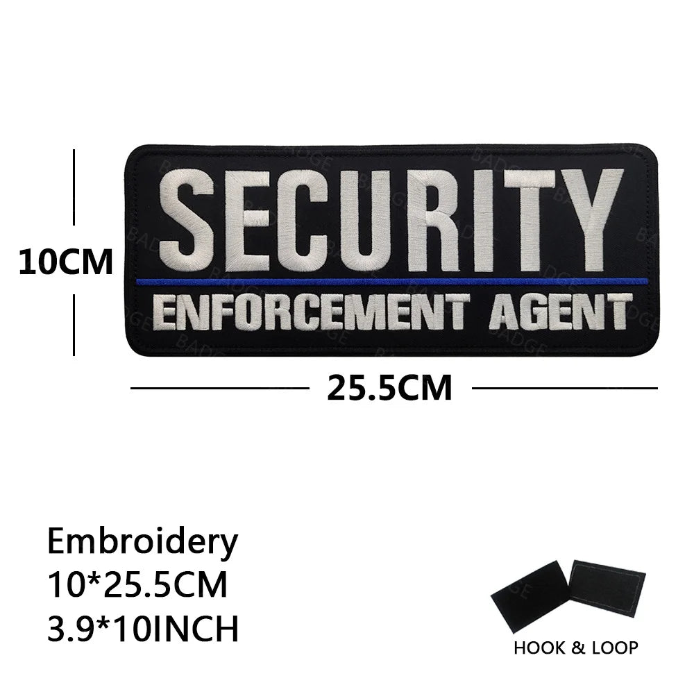 Armed Reflective IR Security Guard Embroidered Patch Sheriff Officer Agent Appliqué Uniform Vest Tactical Patches Large Badge