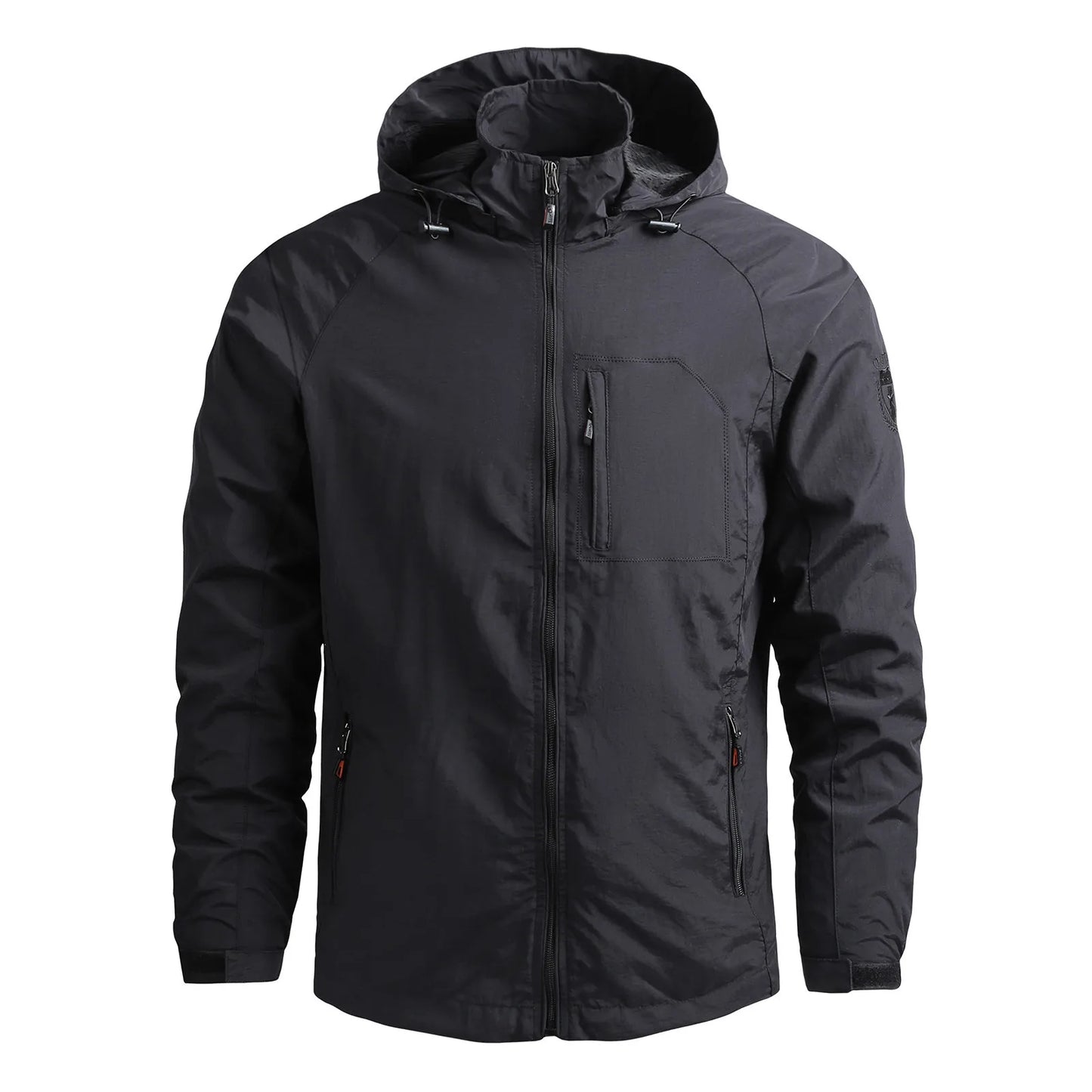 Men Windbreaker T actical Jacket Waterproof Outdoor Detachable Hooded Coat Solid Color Sports Climbing Outwear Chaquetas Hombre