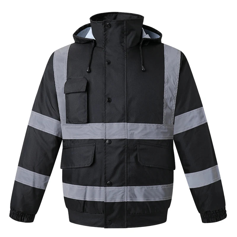 Safety Jackets for Work Men Winter Hi Vis Jacket Work Wear thickened Thermal Waterproof Windproof Reflective Jacket Men