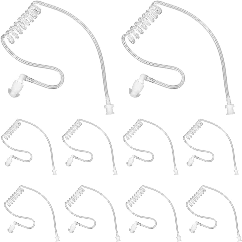 Two Way Radios Headset, Walkie Talkie Earpieces, Coil Tube for Baofeng, Motorola, Kenwood, Retevis, Midland, 10 Packs