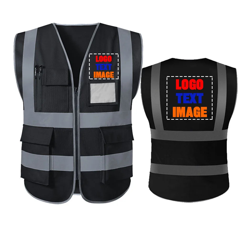 Reflective Safety Vest Custom LOGO TEXT High Visibility Work Vest Construction Work Uniforms Engineer Safety Vest