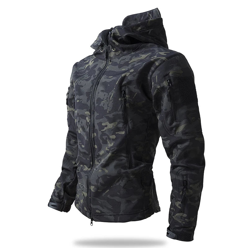 Autumn Winter Mens Mountain Ski Warm Padded Jackets Men Climbing Fleece Windbreaker Hooded Coats Men Waterproof Tactical Jacket