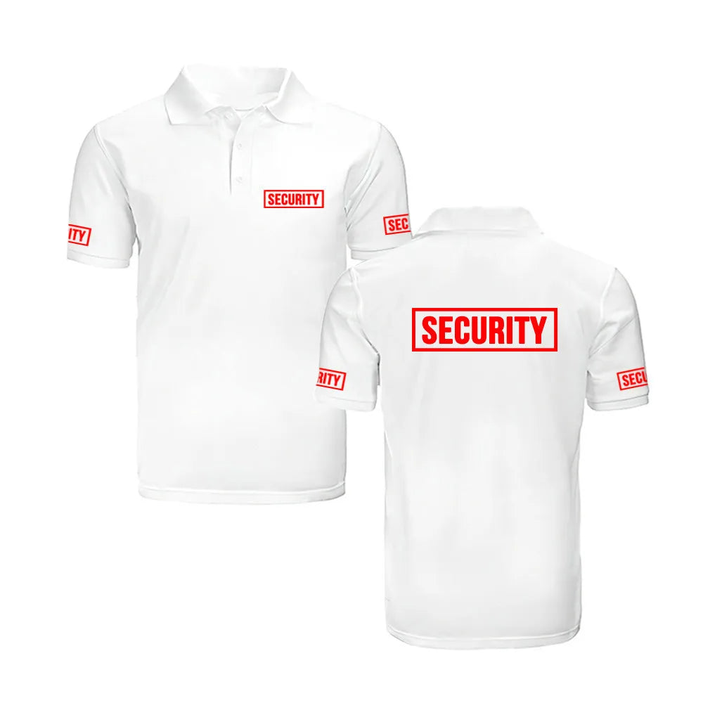 Security Classic Black White Polo Shirt, Breathable Quick Drying Guard Bodyguard Uniform Work Clothes Men's Polo Shirt Wholesale