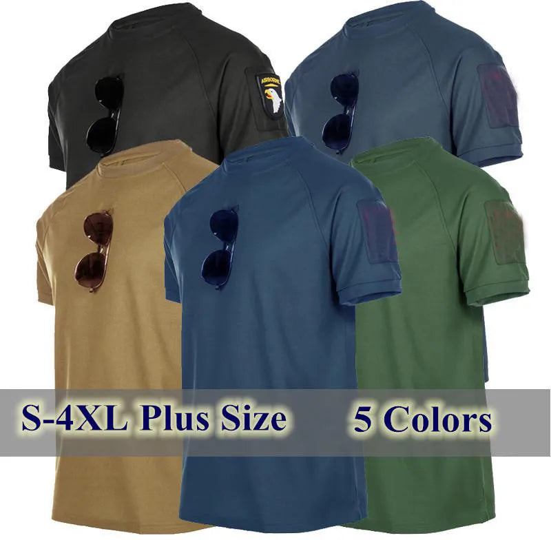 Summer Men T-shirts Tactical Casual Shirts Quick Dry Outdoor Hiking Sports Tops Tees O-Neck Short Sleeve Male Clothing S-4XL