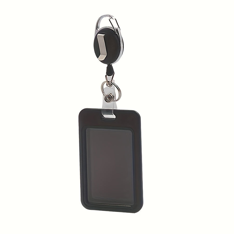Durable Plastic Retractable Badge Reel with Slide Cover - Ideal for ID, Pass & Credit Cards | Office Essentials | Secure Clip-On Design, ID Badge Holder