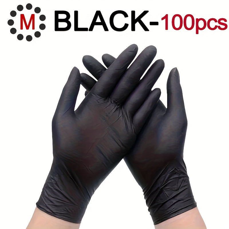 20/50/100pcs/bag, Disposable Nitrile Gloves, Tattoo, Beauty Salon, Restaurant, Pet Care, Household Cleaning Gloves, Waterproof, Dustproof, Stain Resistant Disposable Gloves - Black