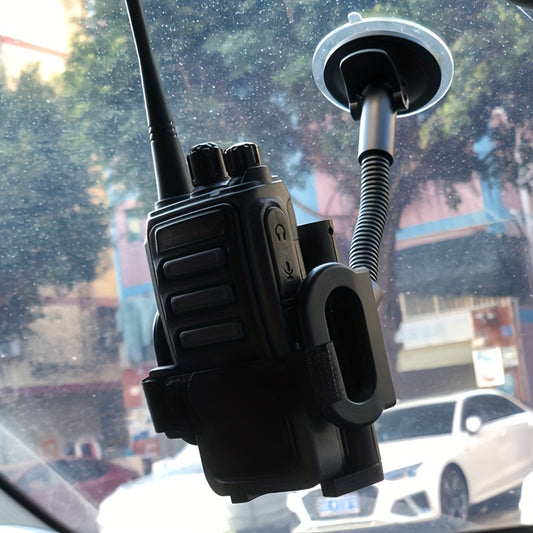 360° Rotating Car Glass Mount for Walkie Talkies - Durable Plastic Suction Cup Holder, Securely Attaches to Vehicle Windows, Fits Various Radio Models, Includes Black Strap for Added Stability, Radio Mounting Solution | Slee