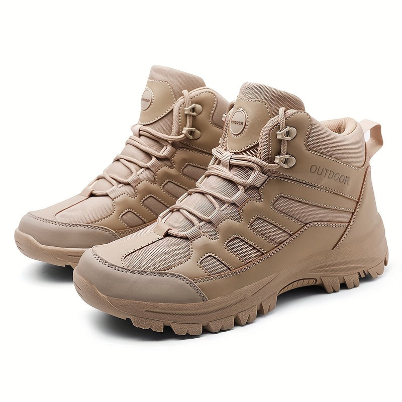 Men'S Large Size High-Top Outdoor Boots - Durable, Versatile Casual Boots with "OUTDOOR" Design, Lace-Up Closure, and Comfortable TPR Sole for Hiking and Casual Attire, Casual Hiking Footwear | Stylish Work Boots | Rugged Tre