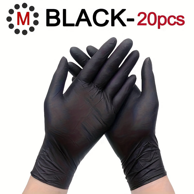 20/50/100pcs/bag, Disposable Nitrile Gloves, Tattoo, Beauty Salon, Restaurant, Pet Care, Household Cleaning Gloves, Waterproof, Dustproof, Stain Resistant Disposable Gloves - Black