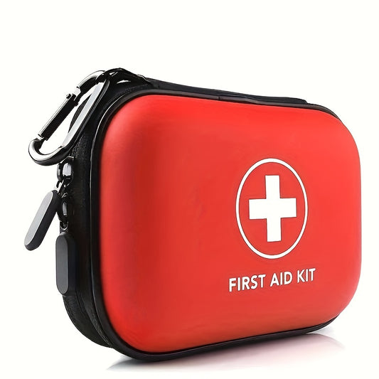 80pcs EVA First Aid Kit, Emergency Survival Aid Package, with Scissors, Tweezers, Bandages, Gloves, Whistle, for Travel, Outdoor Activities, Home, Office, Camping, Hiking, Vehicle Essentials - Red