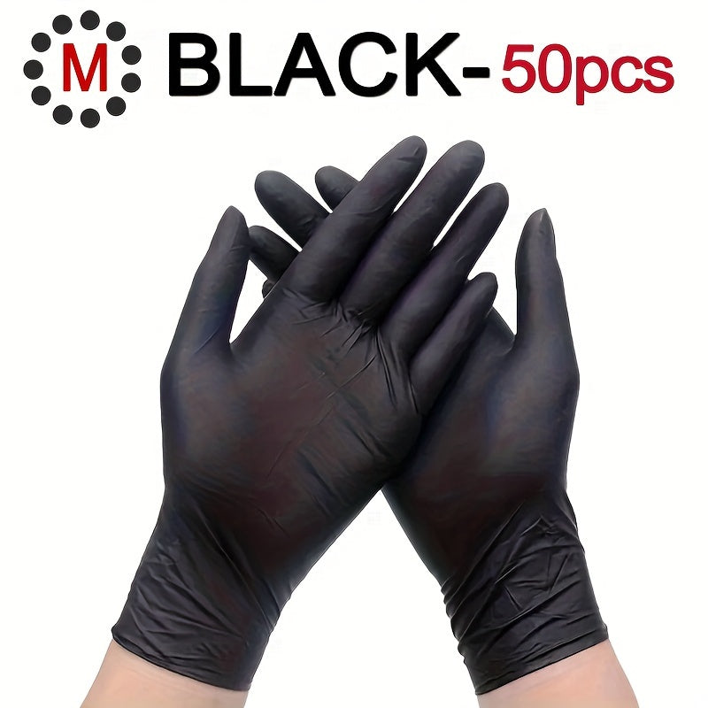 20/50/100pcs/bag, Disposable Nitrile Gloves, Tattoo, Beauty Salon, Restaurant, Pet Care, Household Cleaning Gloves, Waterproof, Dustproof, Stain Resistant Disposable Gloves - Black