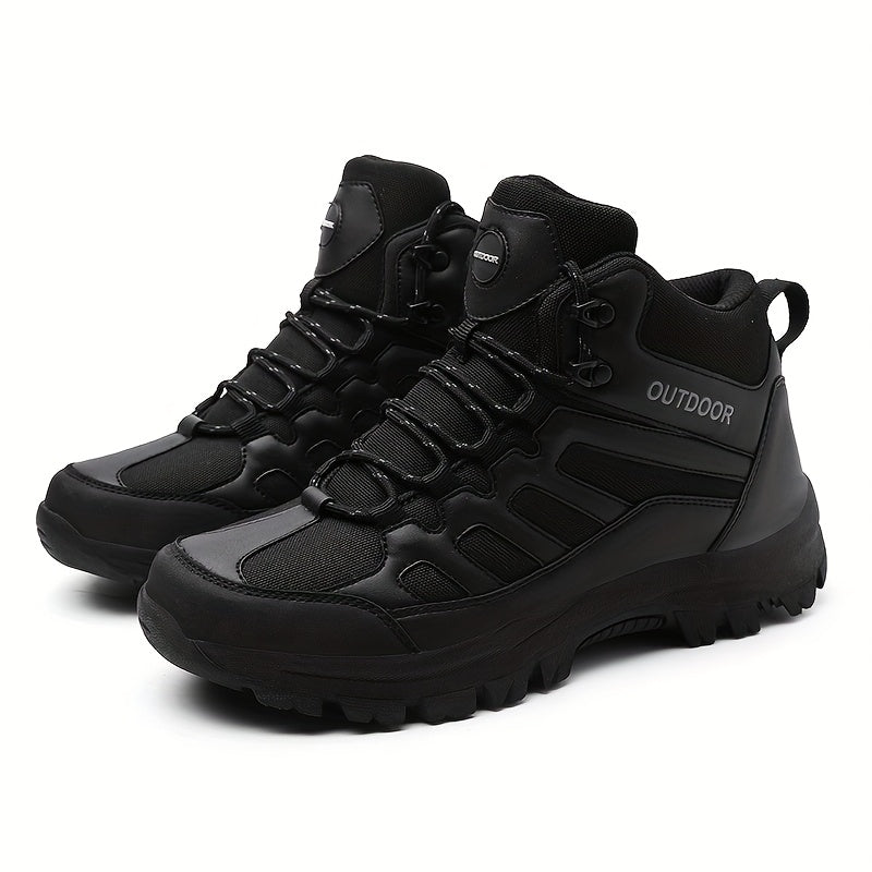 Men'S Large Size High-Top Outdoor Boots - Durable, Versatile Casual Boots with "OUTDOOR" Design, Lace-Up Closure, and Comfortable TPR Sole for Hiking and Casual Attire, Casual Hiking Footwear | Stylish Work Boots | Rugged Tre