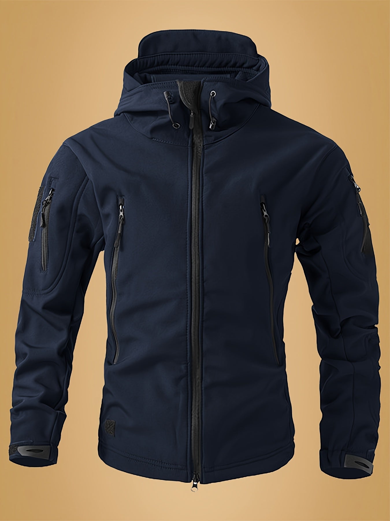 Men'S Tactical Windbreaker Jacket - Black, Full-Zip, Softshell, Windproof for Hiking & Outdoor Sports, Training & Adventure Ready, Durable Polyester Lining, Zipper Closure, Tactical Outdoor Gear|Sporty Windbreaker|Durable Zip