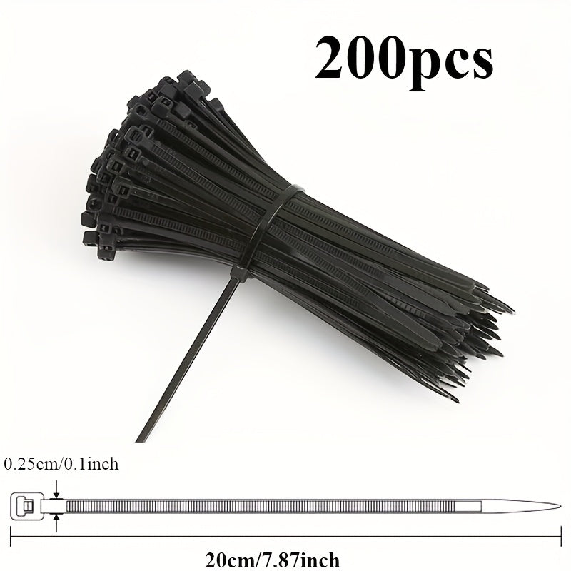 [100/200pcs Heavy-Duty Cable Ties] 100/200pcs Heavy-Duty Cable Ties, Self-Locking, High Tensile Strength, Durable Nylon Zip Ties for Construction & Home Organization