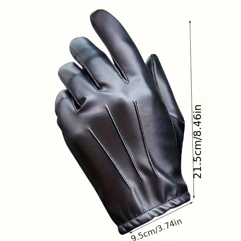 2-Pack PU Leather Touchscreen Driving Gloves for Men, Thin Warm Lined Riding Gloves for Fall and Winter