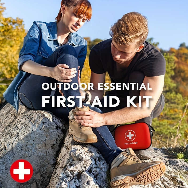 80pcs EVA First Aid Kit, Emergency Survival Aid Package, with Scissors, Tweezers, Bandages, Gloves, Whistle, for Travel, Outdoor Activities, Home, Office, Camping, Hiking, Vehicle Essentials - Red
