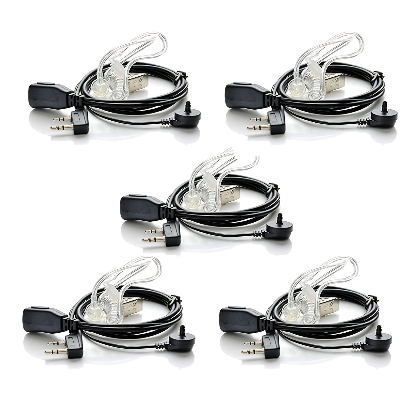 5pcs 2 Pin Acoustic Tube Walkie Talkies Earpiece With Mic Compatible With Baofeng UV-5R 888S Two Way Radio