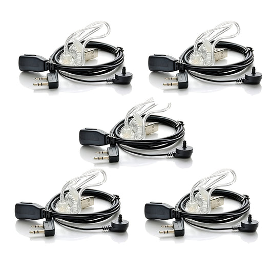 5pcs 2 Pin Acoustic Tube Walkie Talkies Earpiece With Mic Compatible With Baofeng UV-5R 888S Two Way Radio